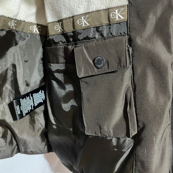 Calvin Klein Puffer Jacket Duck Down Waterfowl Feathers Brown Small - Picture 7 of 11